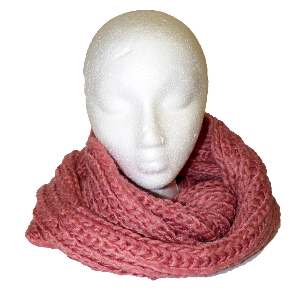 Pink Knit Neck Warmer Infinity Scarf